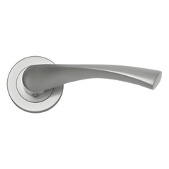 Sofia Satin Nickel Lever on Rose Door Handle Pair