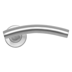 Turin Satin Stainless Steel Fire Rated Lever on Rose Door Handle Pair