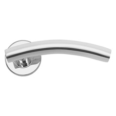 Turin Polished Stainless Steel Fire Rated Lever on Rose Door Handle Pair