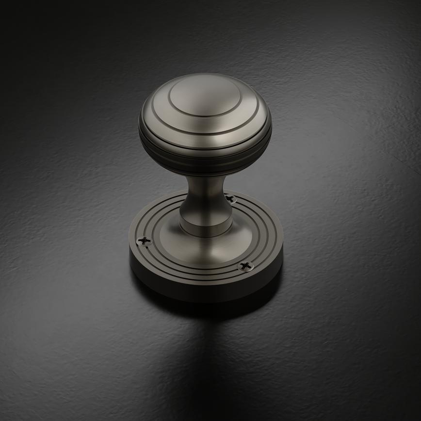 Fuller and Forge Beehive 62mm Ringed Round Mortice Knob on Rose Pair  Studio