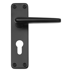 Edinburgh Matt Black Fire Rated Lever on Backplate Euro Lock Door Handle Pair