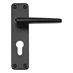 Edinburgh Matt Black Fire Rated Lever on Backplate Euro Lock Door Handle Pair