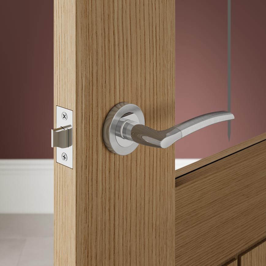 Newington Dual-Tone Chrome Lever on Rose Door Handle Pack