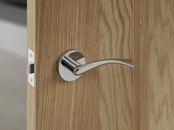 Garda Polished Chrome Lever on Rose Door Handle Pair