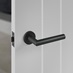 Mitred Lecco Matt Black Lever on Rose Door Handle Pair & "Howdens Dordogne 6'6" x 2'6" White Primed Door"
