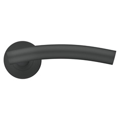 Turin Matt Black Lever on Rose Door Handle Pair