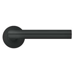Mitred Lecco Matt Black Lever on Rose Door Handle Pair