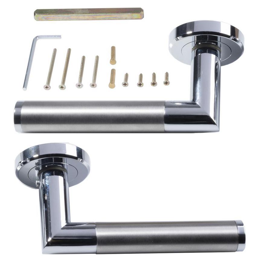 Carlisle Brass Serozzetta Trend Dual-Tone Chrome Fire Rated Lever on Rose Pair