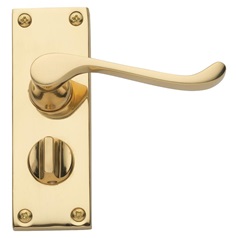 Victorian Scroll Lever on Backplate Privacy Polished Brass Door Handle Pair