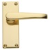 Victorian Lever on Backplate Polished Brass Door Handle Pair