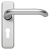 Round Bar Lever on Backplate Euro Lock Satin Aluminium Door Handle Pair