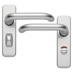 Round Bar Lever on Backplate Bathroom Satin Aluminium Door Handle Pair