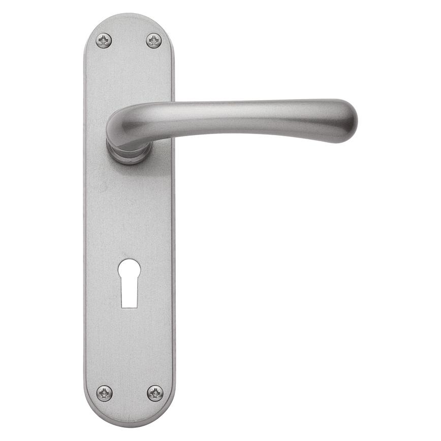 Idro Lever on Backplate Lock Satin Nickel Door Handle Pair