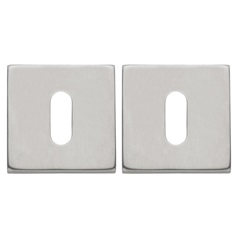 Brushed Stainless Steel Square Escutcheon Pair