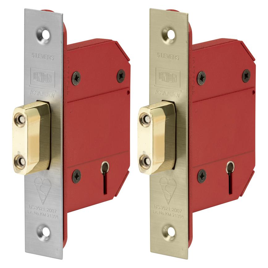 Union StrongBOLT Mortice Deadlock BS Brass and Satin Chrome Plated