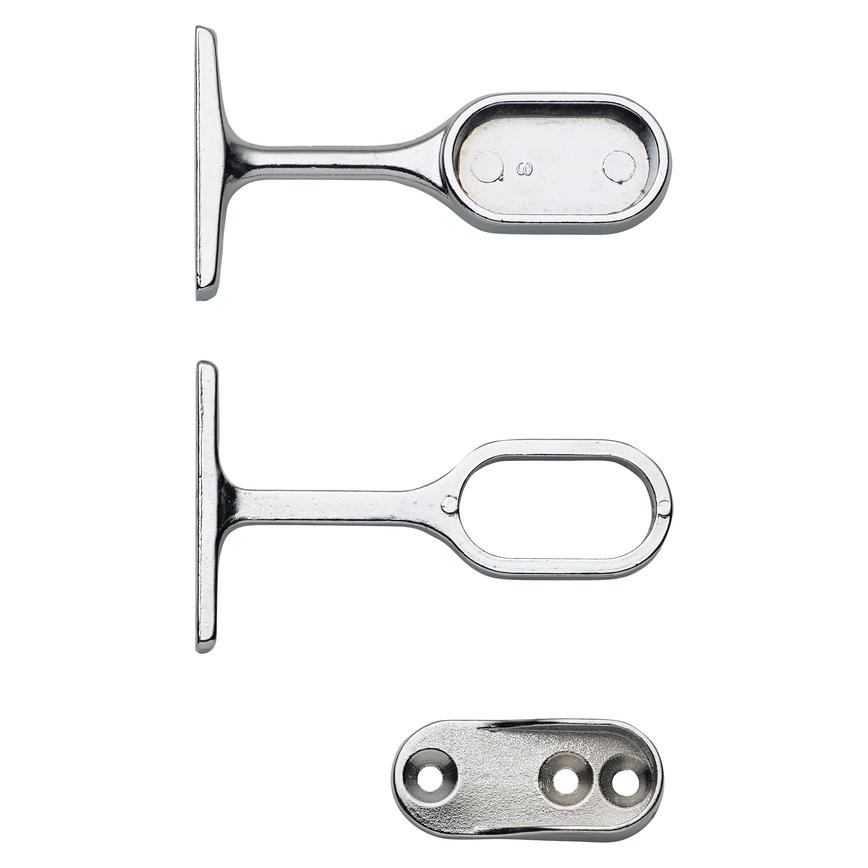 Chrome Oval End and Centre Brackets with Socket
