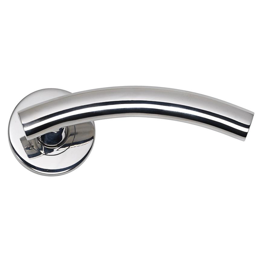 Turin Polished Stainless Steel Lever on Rose Door Handle