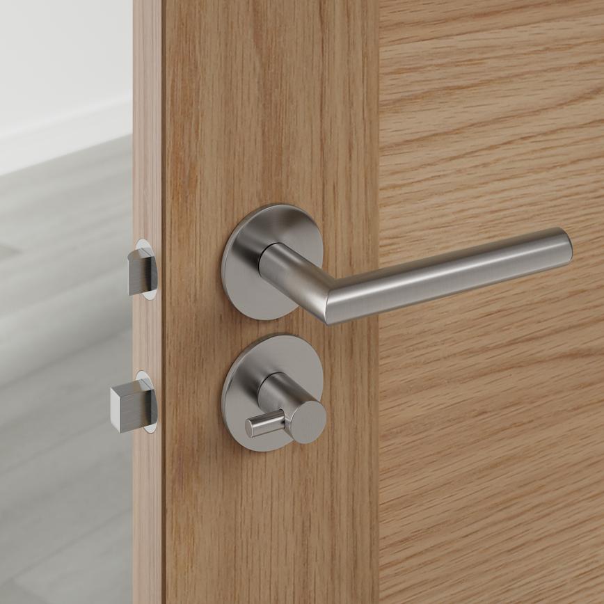 Jigtech Orka Satin Stainless Steel 53mm Round Bathroom Lever Thumbturn and Release