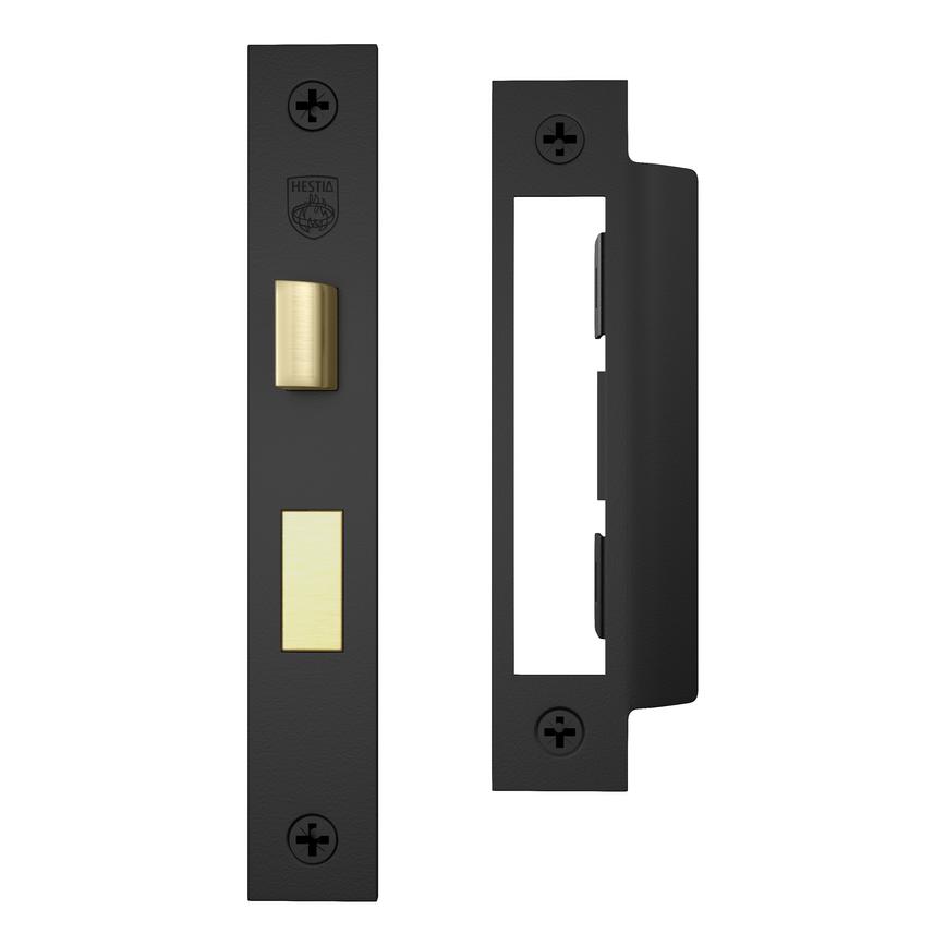 Matt Black 67mm Case 44mm Backset Bathroom Mortice Sashlock