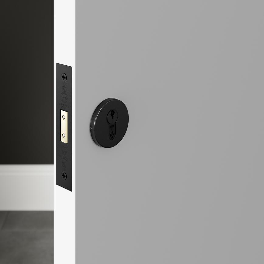 Matt Black 66mm Case 44.5mm Backset Euro Profile Mortice Deadlock