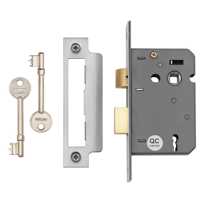 Satin Nickel 67mm Case 44mm Backset 3 Lever Mortice Sashlock