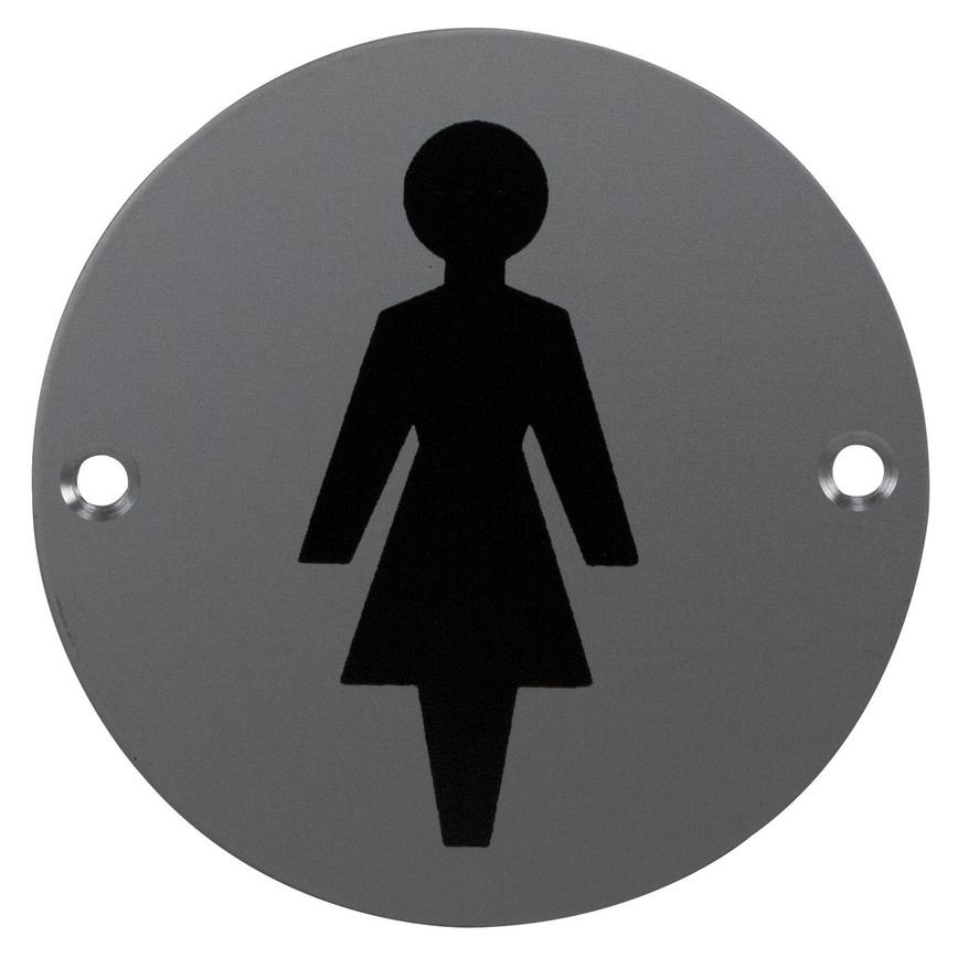 Eclipse Female Symbol Signage 76mm - Satin Anodised Aluminium