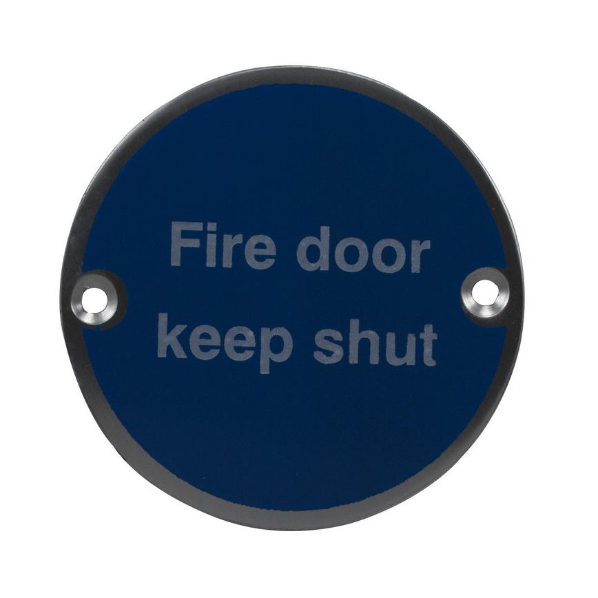 Eclipse Fire Door Keep Shut Symbol Signage 76mm - Satin Anodised Aluminium