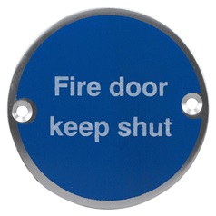 Eclipse Fire Door Keep Shut Symbol Signage 76mm - Satin Anodised Aluminium