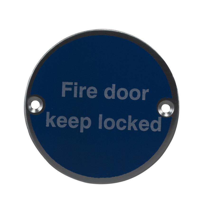 Eclipse Fire Door Keep Locked Signage 76mm - Satin Anodised Aluminium
