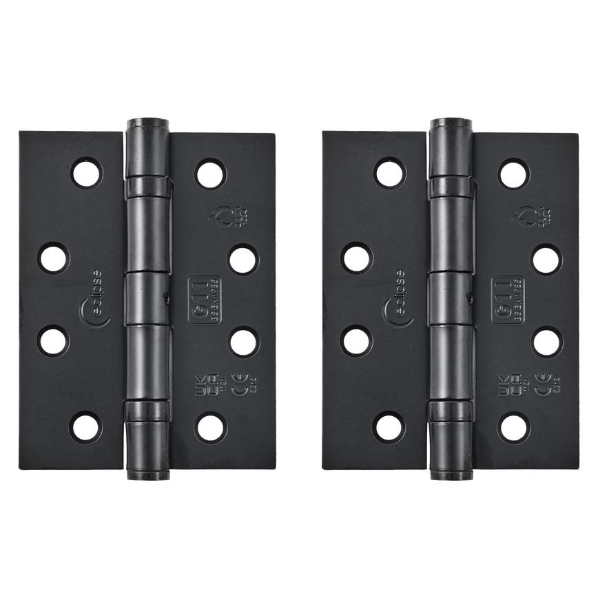 Eclipse Matt Black 102mm x 76mm Heavy Duty Grade 11 Ball Bearing Fire Rated Butt Hinge Pack of 2