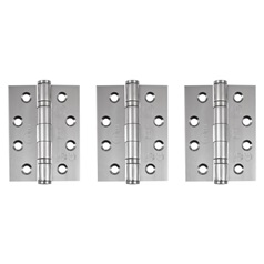 Eclipse Polished Stainless Steel 102mm x 76mm Heavy Duty Grade 13 Ball Bearing Fire Rated Butt Hinge Pack of 3