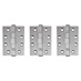 Eclipse Polished Stainless Steel 102mm x 76mm Heavy Duty Grade 13 Ball Bearing Fire Rated Butt Hinge Pack of 3