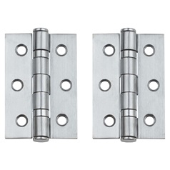 Satin Chrome 76mm x 50mm Light Duty Ball Bearing Butt Hinge Pack of 2