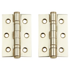 Polished Brass 76mm x 50mm Light Duty Ball Bearing Butt Hinge Pack of 2