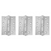 Eclipse Satin Chrome 102mm x 76mm Heavy Duty Grade 11 Ball Bearing Fire Rated Butt Hinge Pack of 3