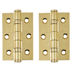 Eclipse Polished Brass 76mm x 51mm Light Duty Grade 7 Ball Bearing Fire Rated Butt Hinge Pack of 2