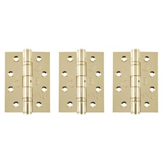 Eclipse Polished Brass 102mm x 76mm Heavy Duty Grade 11 Ball Bearing Fire Rated Butt Hinge Pack of 3