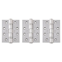 Eclipse Polished Stainless Steel 102mm x 76mm Heavy Duty Grade 11 Ball Bearing Fire Rated Butt Hinge Pack of 3