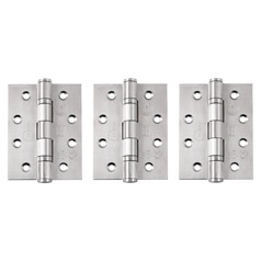 Eclipse Satin Stainless Steel 102mm x 76mm Heavy Duty Grade 11 Ball Bearing Fire Rated Butt Hinge Pack of 3