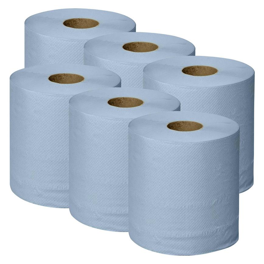 200mm x 135m Blue Paper Roll Pack of 6