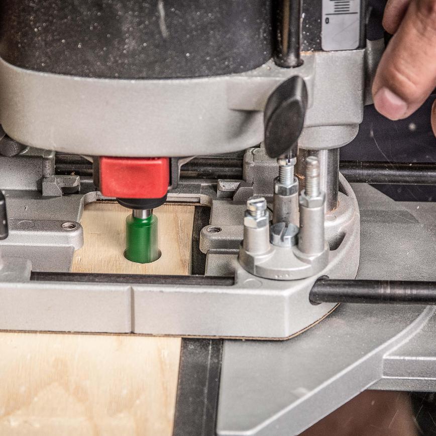 Trend 1/4 12.7x25.4mm Straight Cutter in use close up