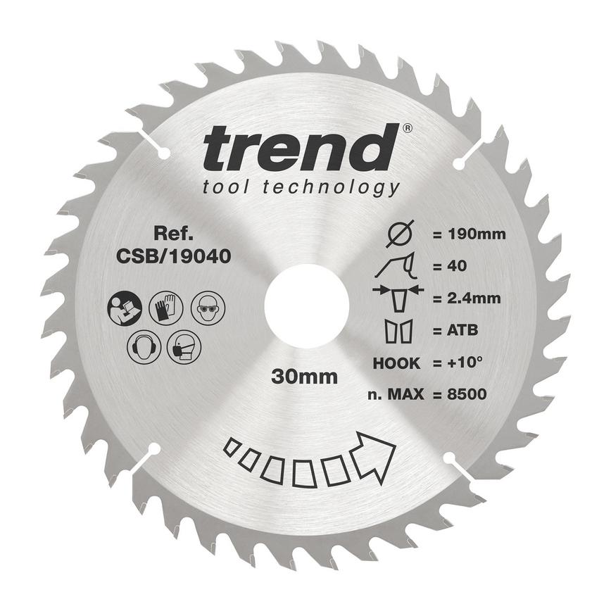 Trend 190mm x 30mm 40T Multi Material Circular Saw Blade 