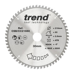 TLS5413 Trend 216mm x 30mm 60T Wood Mitre Saw Blade