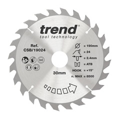 TLS5418 Trend 190mm x 30mm 24T Hardwood Circular Saw Blade