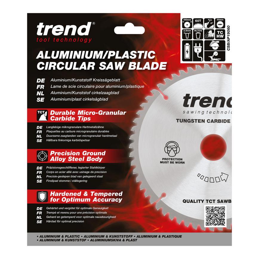 TLS0742 - Trend 190mm x 30mm 60T Multi Material Circular Saw Blade Packaging