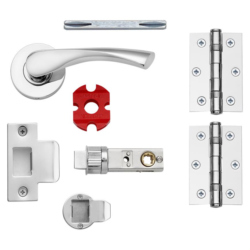 Jigtech Sofia Quickfit Lock and Latch pack - Satin Chrome Plated