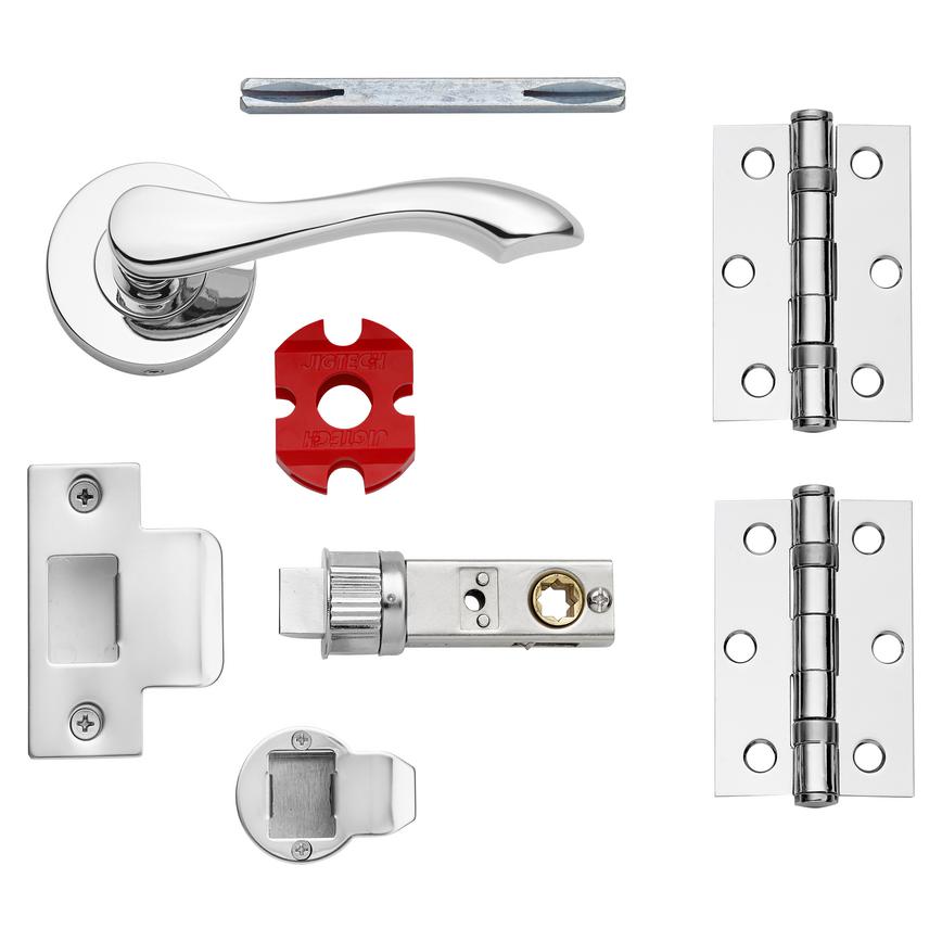 Jigtech Fino Quickfit Lock and Latch pack - Satin Chrome Plated