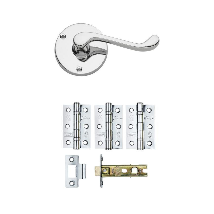 Vict Scroll Chrome Rose Handle Latch Pack