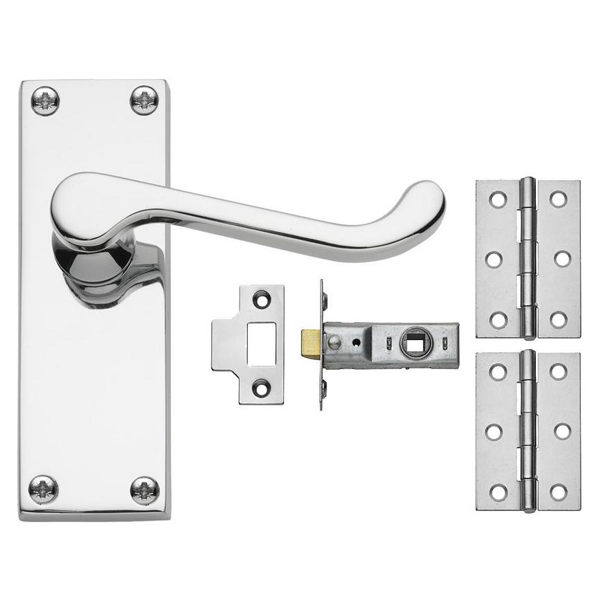 Victorian Scroll Chrome Latch Handle Pack