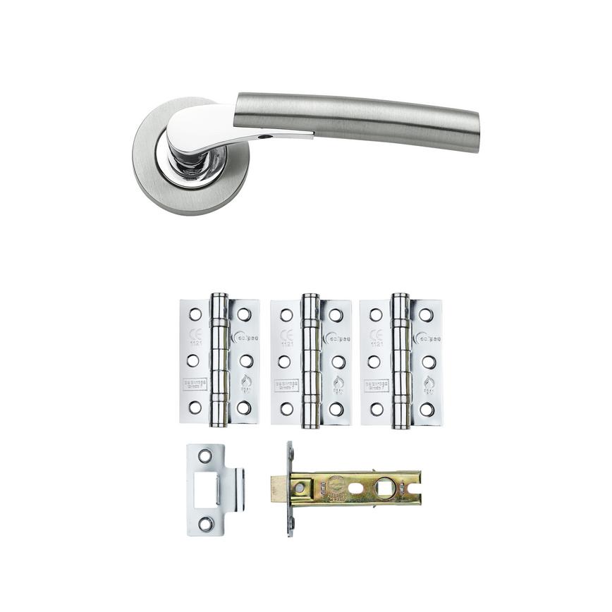 Lamport Polished/Satin Chrome Rose Handle Latch Pack